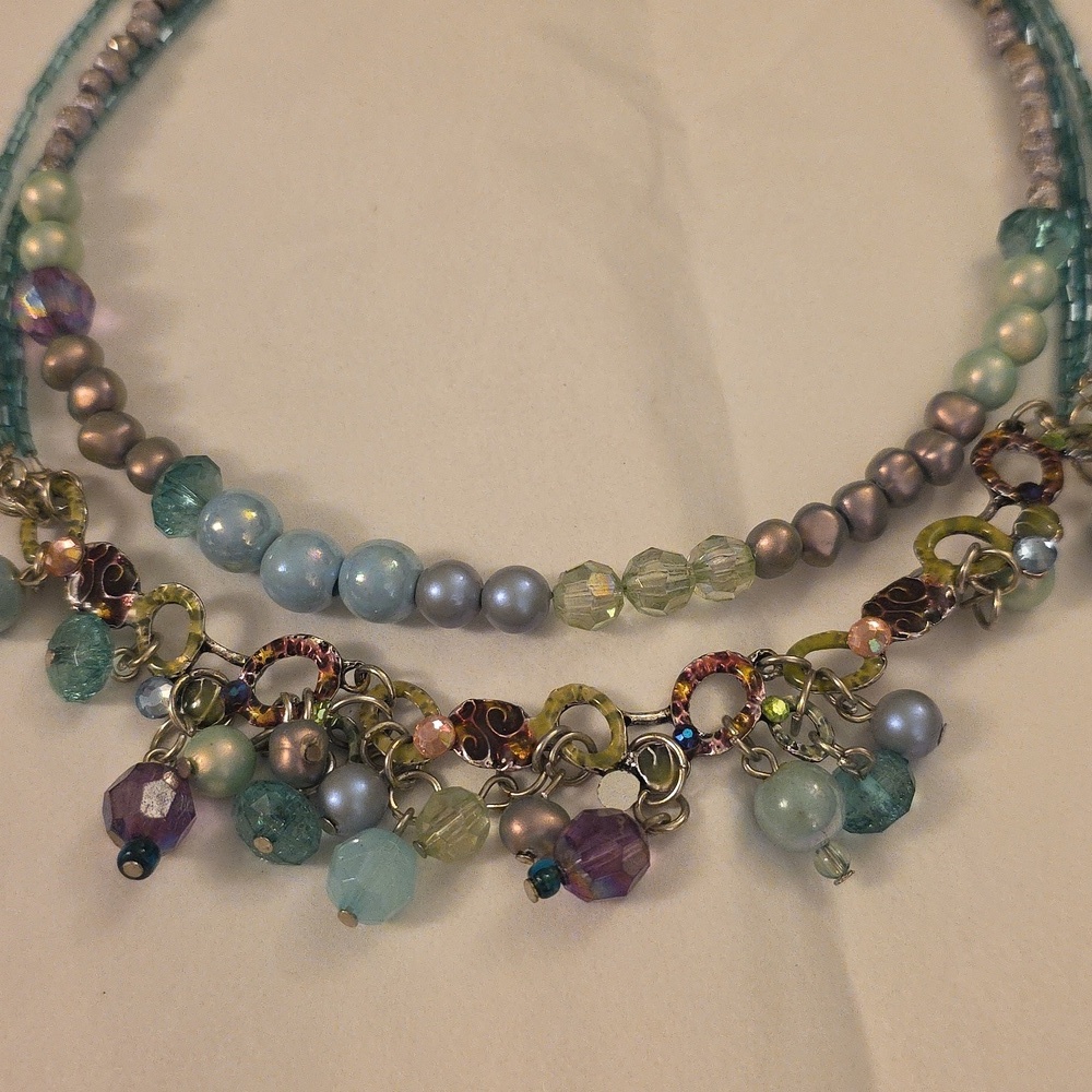 Colorful Unique Hancrafted Preloved Collar Style Necklace Bright Enamels